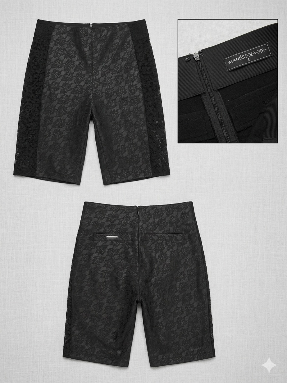 MANIER DE VOIR Black Lace High-Waist Bike Shorts